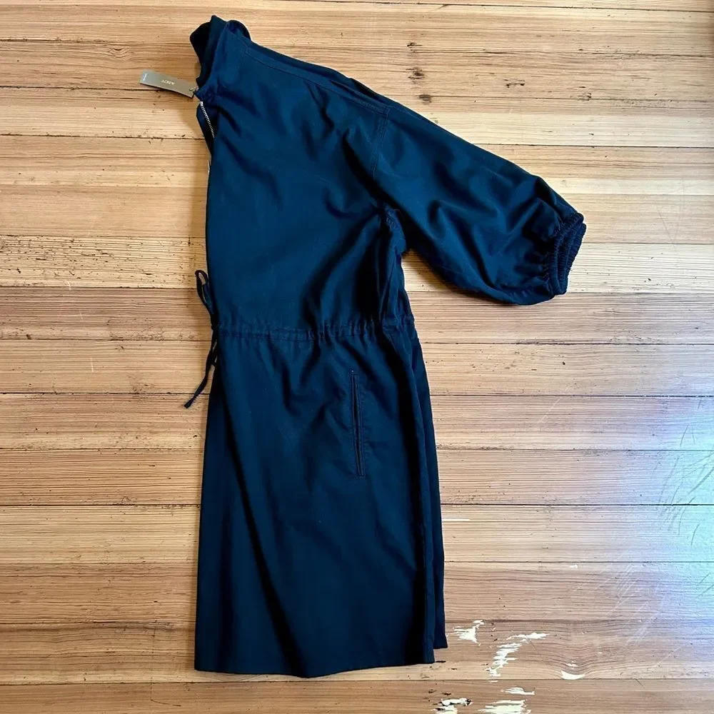 J. Crew cinched zip-up dress in drapey cotton. Size L. NWT.